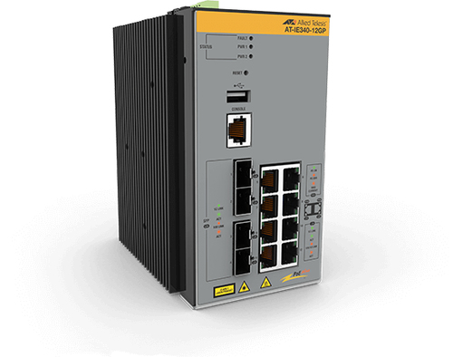 Allied Telesis AT-IE340-12GP-980, Managed, L3, Gigabit Ethernet (10/100/1000), Full duplex, Power over Ethernet (PoE), Wall mountable